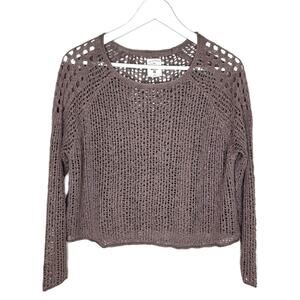 Women's Billabong Mauve Open Knit Cropped Sweater, Size Small